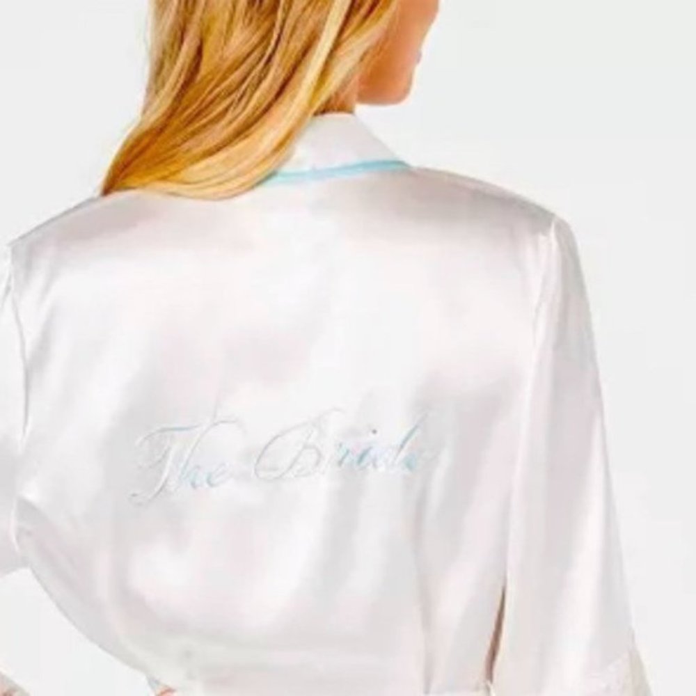 Bride Wedding Day Robe by Linea Donatella Midnight Short Wrap S/M in ivory